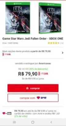 Game Star Wars Jedi Fallen Order - XBOX ONE | R$ 80