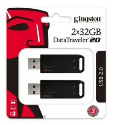 Pen Drive Kingston de 32GB USB 2.0 Data Traveler Série 20 - R$26