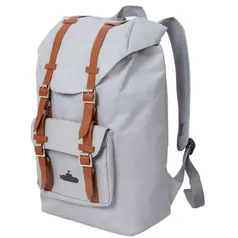 [AME SC 11 / AME R$38] Mochila Aventureiro Cinza com Tiras de Couro Sintético 