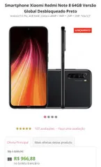 Smartphone Xiaomi Redmi Note 8 64GB Versão Global Desbloqueado Preto