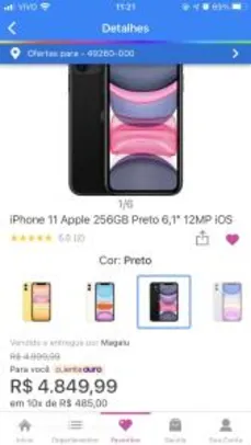 [Cliente Ouro] iPhone 11 256GB | R$4.796