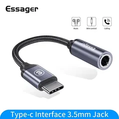 [Imposto Incluso] Essager USB Tipo C para 3.5mm Jack fone de ouvido, cabo de áudio AUX, para Samsung, Xiaomi