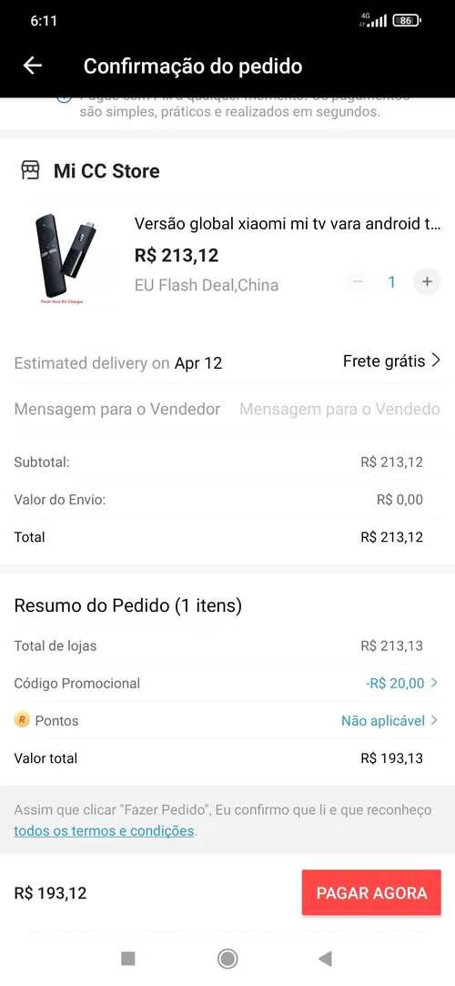 Imagem na descrição da promoção