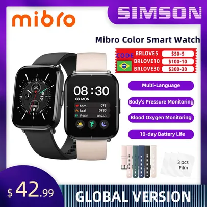 Smartwatch Mibro Color Tela 1.57inch + Bateria 270mAh R$243
