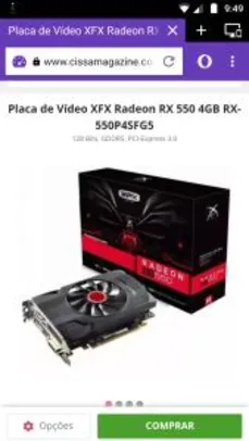 Placa de Vídeo XFX Radeon RX 550 4GB RX-550P4SFG5 - R$ 600