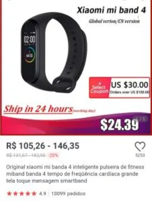 Xiaomi Mi Band 4 R$107