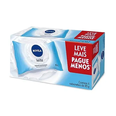 NIVEA Sabonete em Barra Hidratante Leite Promo 6 un. 85g - Com fragrância suave e espuma cremosa, ess