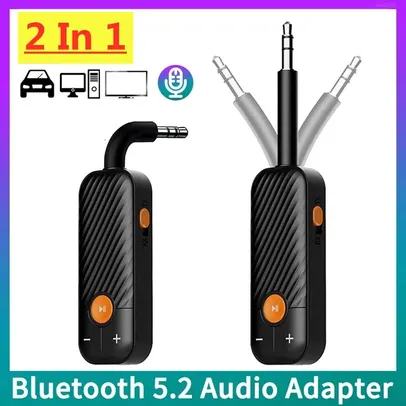 Receptor/Transmissor de áudio Bluetooth 5.2  - 3,5mm AUX