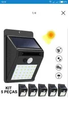 Luminária Solar Parede 30 Leds Sensor Movimento Kit 5 Peças | R$198