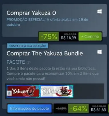 [Steam] Yakuza 0 - 75% OFF | 60º aniversário da SEGA | R$17