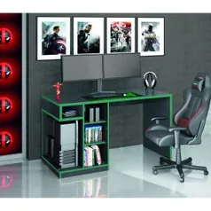 Mesa Gamer IDL XP 5k00 Siena Móveis Preto/Verde