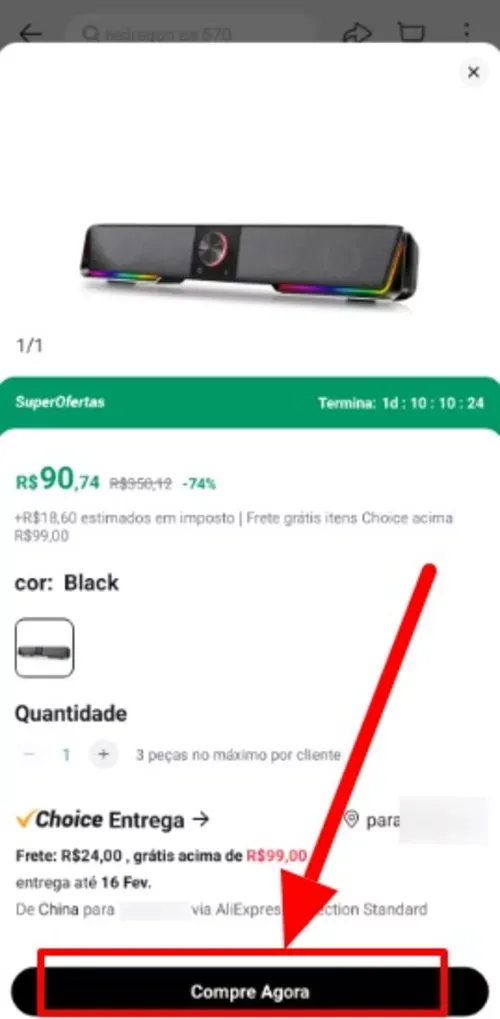 Imagem na descrição da promoção