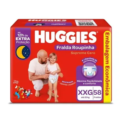 [REGIONAL][LEVA 6] [R$1,18 a tira]Fralda Huggies Roupinha Supreme Care XXG - 58 Fraldas