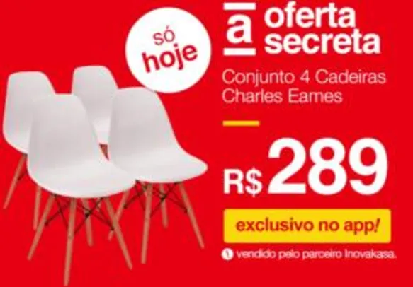 [APP AMERICANAS] Conjunto 4 cadeiras Charles Eames - R$289
