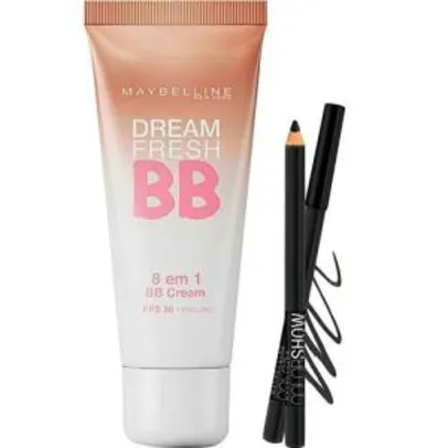 Kit Maybelline com BB Cream Dream 8 em 1 FPS 30 + Lápis de Olhos Color Show Preto - R$15