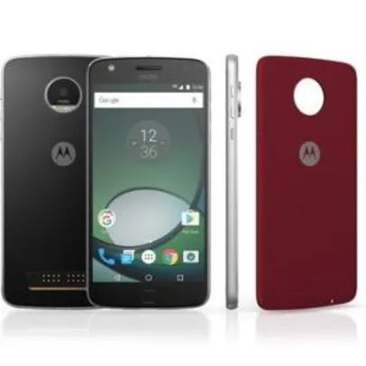 Smartphone Moto Z Play Preto Dual Chip Android Marshmallow 16MP + Capa vermelha - R$1.484