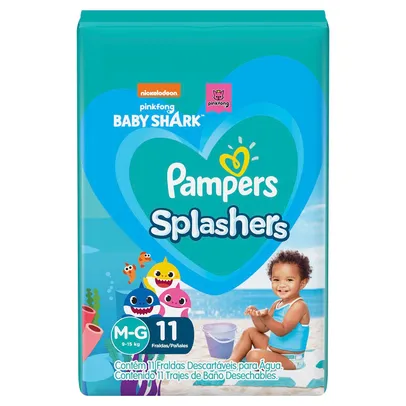 Fralda Pampers Splashers Baby Shark Tamanho M/G Com 11 Unidades