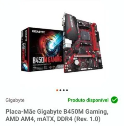 Placa-Mãe Gigabyte B450M Gaming, AMD AM4, mATX, DDR4 - R$490