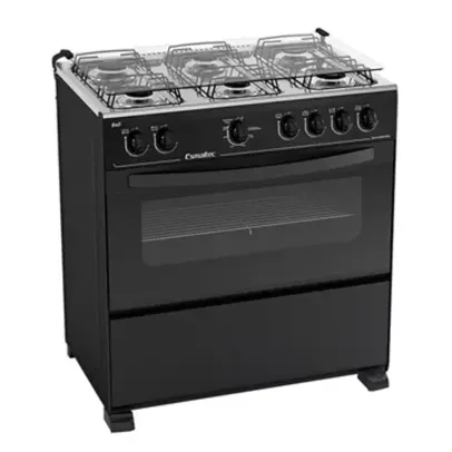 Fogão de Piso Esmaltec 6 Bocas Bali | Mesa de Inox Preto