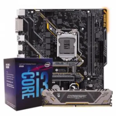 Kit Upgrade | Placa Mãe Asus TUF H310M-PLUS GAMING DDR4 + Intel Core I3-8100 3.6 GHZ + Memória DDR4 Crucial 8GB 2666MHZ | R$1.339
