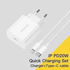 [CONTA NOVA R$8,92] Carregador 20W Essager USB-C para Lightning iPhone