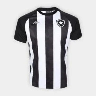 Camisa Botafogo Stripe Supporter 19/20 Kappa Masculina - Branco e Preto - R$50