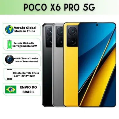 (JÁ no Brasil) Xiaomi Poco X6 PRO 5G 8 Ram / 256gb Versão Global | Smartphone 5G , ROM Global , Câmera 64MP , Carregador 67W -