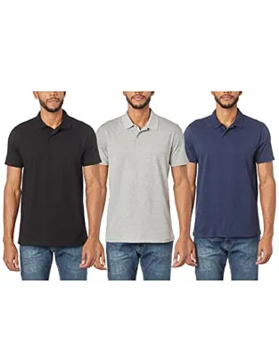 [PRIME] Kit 3 Camisas Polo, basicamente., Masculino, Preto Azul Marinho Mescla Claro, G