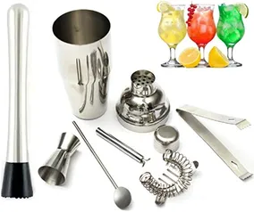 Kit Bar Coqueteleira com Socador Inox 550ml | R$ 115