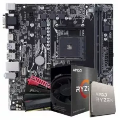 Kit Upgrade Ryzen 5 5500 + Placa Mãe A520 + 16GB DDR4