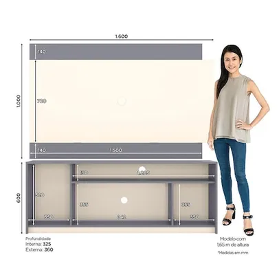 Rack com Painel para TV Até 55 Polegadas Atria Casa 812