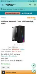 [Prime] Gabinete, Aerocool, Cylon, Mid Tower Rgb, Preto | R$285