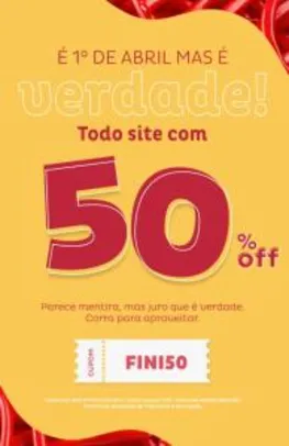 50% OFF em todo o site da Fini