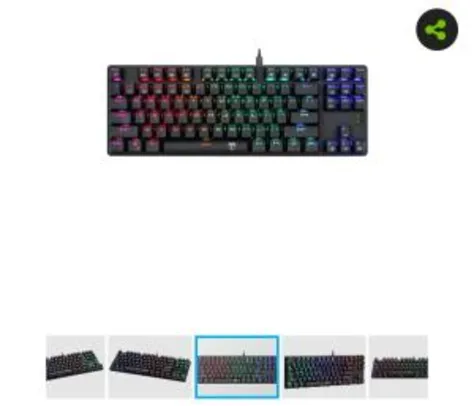 Teclado Gamer Mecânico T-Dagger Bora, Switch Blue, RGB, Black, ABNT2, T-TGK315