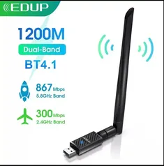 (Conta Nova)Edup 1200mbps Wifi Adapter 2.4ghz/5.8ghz Dual Band Usb 3.0 Wireless Network Card Rtl