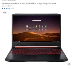 Notebook Gamer Acer Nitro 5 An515-54-574q Core I5 8GB 512GB SSD GTx 1650 | R$4.409