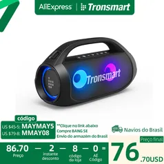 [BR] Tronsmart Bang SE RGB 40W TWS, bluetooth 5.3, 24h de reprodução, Tecnologia Sound Pulse e IPX6