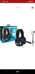 Headset Gamer Preto com Luz de Led Azul NM-2190 - Nemesis R$ 30