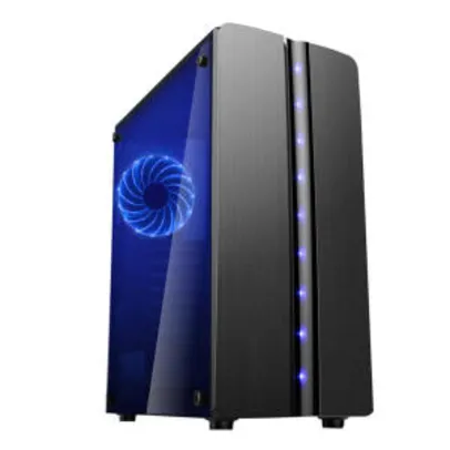 GABINETE GAMER CG-08R8 MATRIX LED AZUL PRETO KMEX