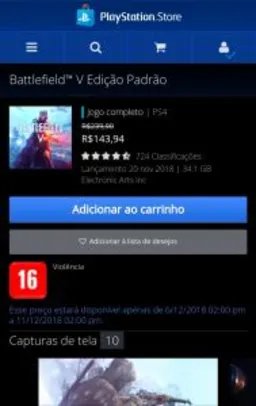 Battlefield™ V Edição Padrão - R$144