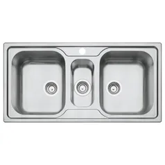 Cuba para Cozinha Tripla de Sobrepor 100x18cm Aço Inox 304 Fosco Tramontina