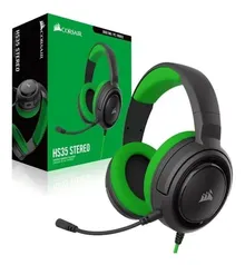 Headset Gamer Corsair HS35 Stereo XONE/PC/Mobile Preto/Verde Drivers 50mm, CA-9011197-NA