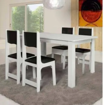 Conjunto Sala de Jantar Mesa e 4 Cadeiras Nicoli Soneto Móveis - R$269