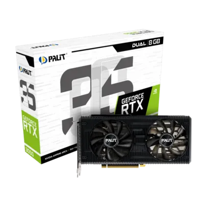 Placa de Vídeo Palit GeForce RTX 3050 Dual, LHR, 8GB, GDDR6, DLSS, Ray Tracing, NE63050019P1-190AD