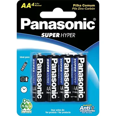 Kit 4 Pilhas Panasonic AA - Pilha Comum, Tensão 1,5 Volts