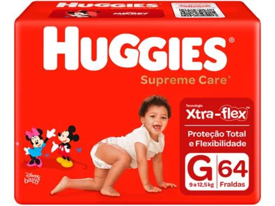 ( LEVE 3 PAGUE 2) Fralda Huggies Supreme Care - Tam. G 9 a 12,5kg 64 Unidades | R$52