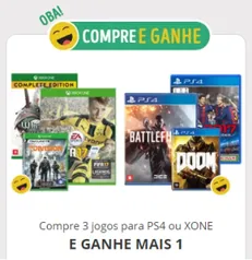 Compre 3 jogos e ganhe o 4°(para PS4 ou XBOX ONE)