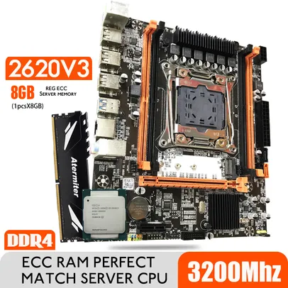 KIT Placa mãe X99 + Xeon e5 2620 v3 + Memória 8GB DDR4 3200mhz