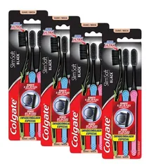 Kit 12 Escovas Dental Colgate Slim Soft Black 