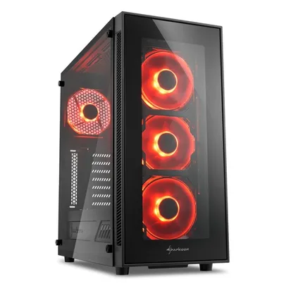 Gabinete Sharkoon TG5 Red Vidro Temperado 4mm Led Fan 12cm ATX